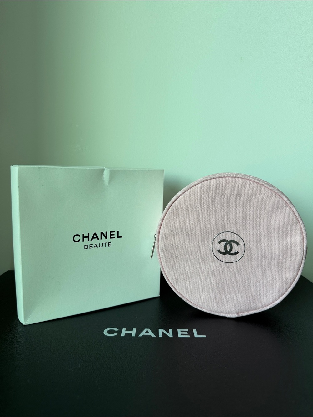Chanel round cosmetic pouch